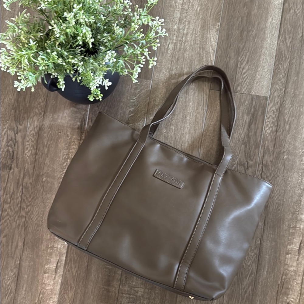 Dark Brown Vegan Leather Tote Bag